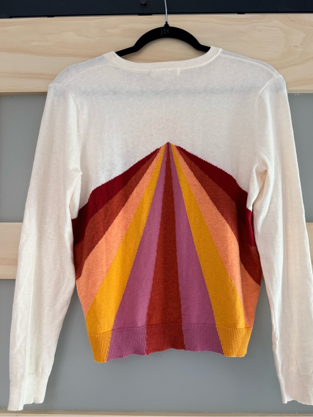 Marine Layer Sunset Icon Sweater XS Oatmeal Rainbow Retro Cotton - Picture 2 of 3